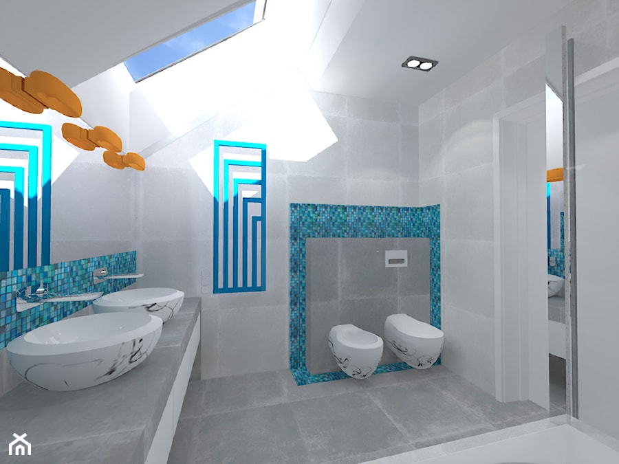 łazienka z dodatkiem błękitu - zdjęcie od evarte