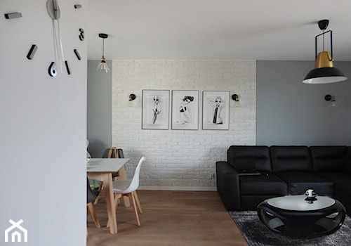 salon z białą cegłą - zdjęcie od evarte