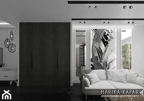 Biały salon, styl nowoczesny - zdjęcie od MARIKA KAFAR AUTORSKA PRACOWNIA ARCHITEKTURY WNĘTRZ