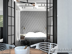 Średnia biała szara sypialnia, styl nowoczesny - zdjęcie od MARIKA KAFAR AUTORSKA PRACOWNIA ARCHITEKTURY WNĘTRZ