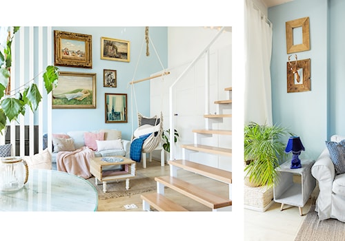 Mały niebieski salon, styl skandynawski - zdjęcie od fajnyprojekt
