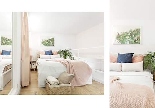 Mieszkanie z antresolą - Średnia biała sypialnia na antresoli, styl skandynawski - zdjęcie od fajnyprojekt