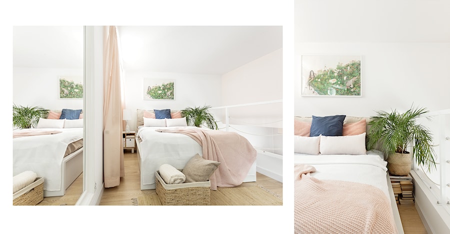 Mieszkanie z antresolą - Średnia biała sypialnia na antresoli, styl skandynawski - zdjęcie od fajnyprojekt