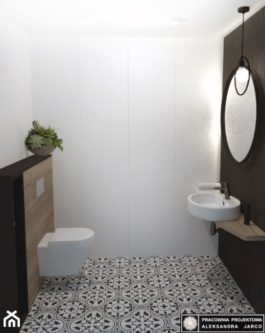 toaleta z ukrytą pralnią - zdjęcie od Pracownia Projektowa ALEKSANDRA JARCO