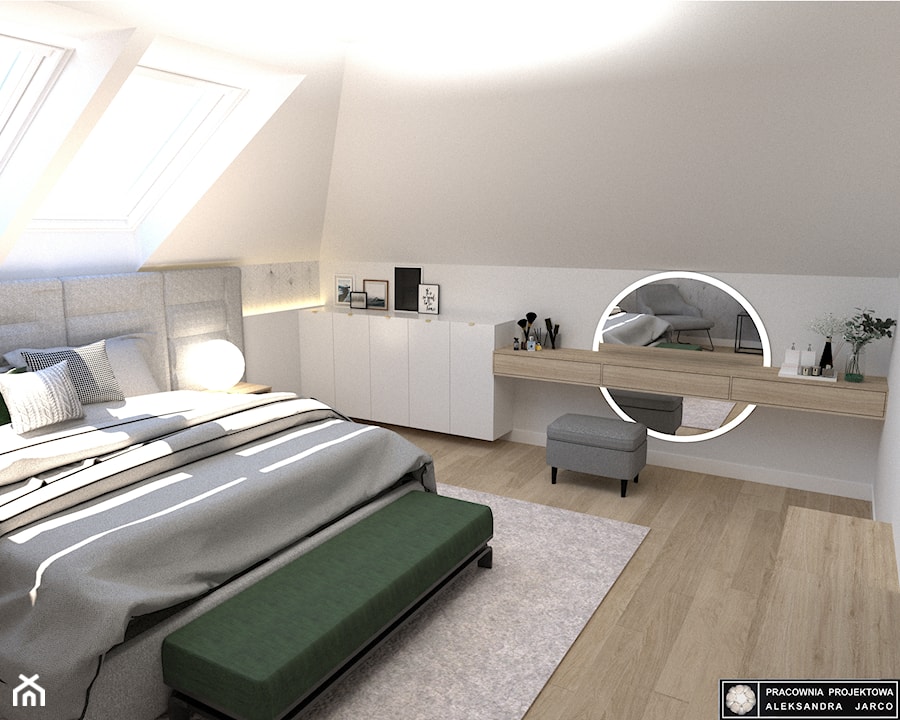 Sypialnia na poddaszu - Sypialnia, styl nowoczesny - zdjęcie od Pracownia Projektowa ALEKSANDRA JARCO