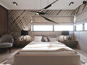 ZEN | Elegancki dom - Duża beżowa brązowa z panelami tapicerowanymi sypialnia, styl nowoczesny - zdjęcie od ZEN Interiors
