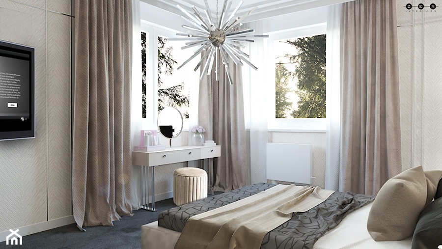 ZEN | JASNA SYPIALNIA - Średnia beżowa biała sypialnia, styl tradycyjny - zdjęcie od ZEN Interiors