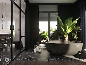 APARTAMENT / PRZEMYŚL - Duża z lustrem z marmurową podłogą z punktowym oświetleniem łazienka z oknem, styl glamour - zdjęcie od ZEN Interiors