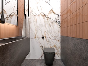 DOM / MSZCZONÓW - Mała z lustrem z marmurową podłogą łazienka, styl nowoczesny - zdjęcie od ZEN Interiors
