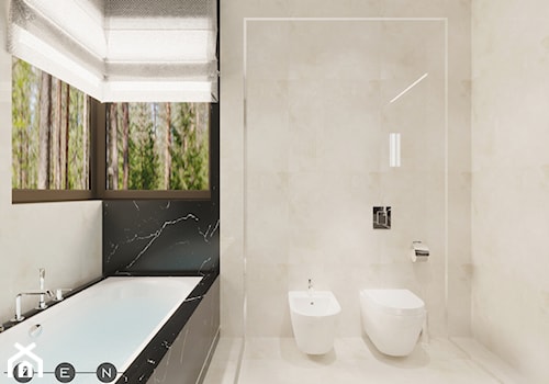DOM / MAGDALENKA - Średnia z marmurową podłogą łazienka z oknem, styl nowoczesny - zdjęcie od ZEN Interiors