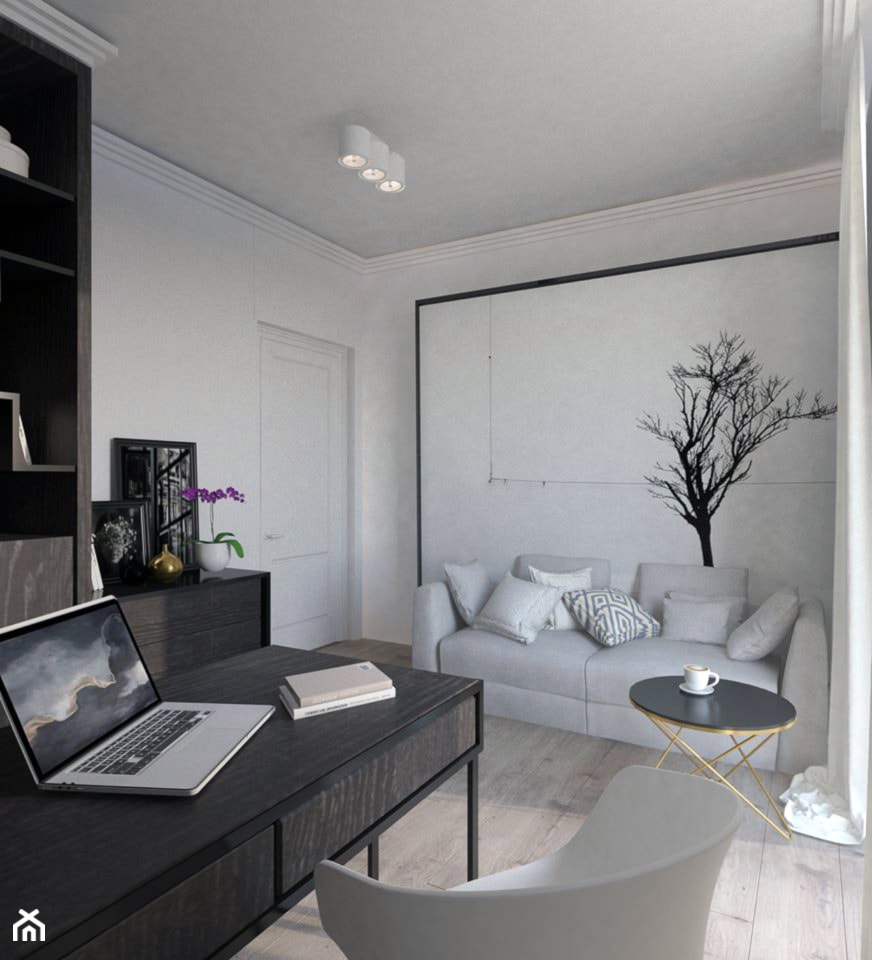 Średnie w osobnym pomieszczeniu z sofą białe biuro, styl tradycyjny - zdjęcie od ZEN Interiors - Homebook