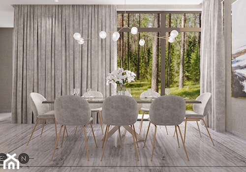 DOM / MAGDALENKA - Duża beżowa jadalnia jako osobne pomieszczenie, styl glamour - zdjęcie od ZEN Interiors
