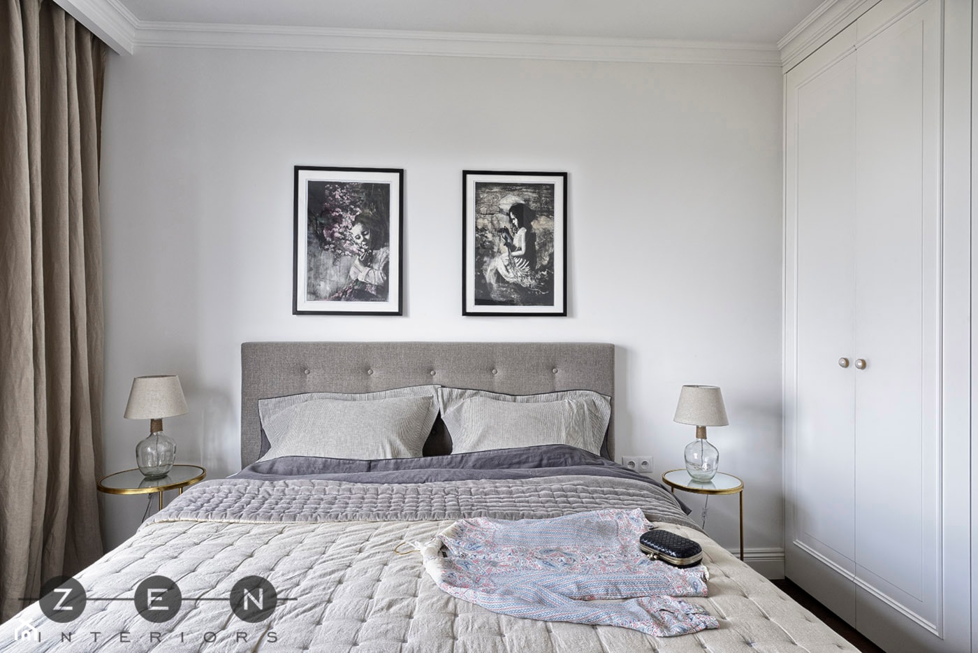 MIESZKANIE / ŻOLIBORZ - Mała szara sypialnia, styl nowoczesny - zdjęcie od ZEN Interiors - Homebook