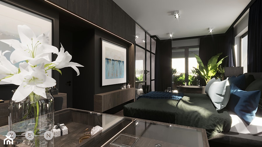 APARTAMENT / PRZEMYŚL - Średnia czarna sypialnia, styl glamour - zdjęcie od ZEN Interiors