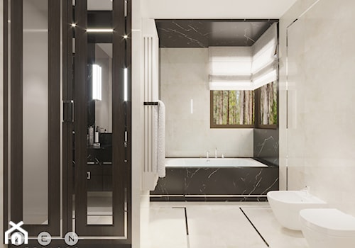 DOM / MAGDALENKA - Duża jako pokój kąpielowy z marmurową podłogą łazienka z oknem, styl tradycyjny - zdjęcie od ZEN Interiors