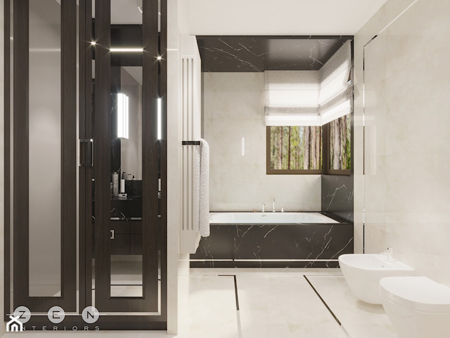 DOM / MAGDALENKA - Duża jako pokój kąpielowy z marmurową podłogą łazienka z oknem, styl tradycyjny - zdjęcie od ZEN Interiors