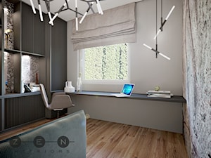 DOM / RADZYMIN - Średnie w osobnym pomieszczeniu z zabudowanym biurkiem beżowe szare biuro, styl nowoczesny - zdjęcie od ZEN Interiors