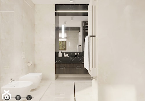 DOM / MAGDALENKA - Mała z lustrem z marmurową podłogą z punktowym oświetleniem łazienka z oknem, styl tradycyjny - zdjęcie od ZEN Interiors