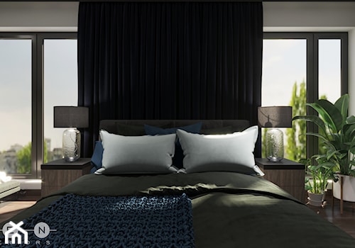 APARTAMENT / PRZEMYŚL - Mała czarna szara sypialnia, styl rustykalny - zdjęcie od ZEN Interiors