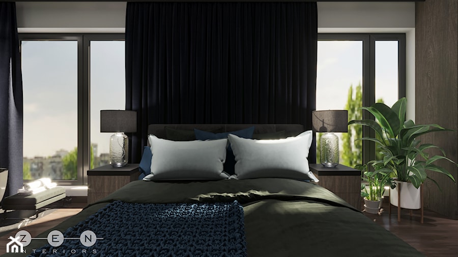 APARTAMENT / PRZEMYŚL - Mała czarna szara sypialnia, styl rustykalny - zdjęcie od ZEN Interiors