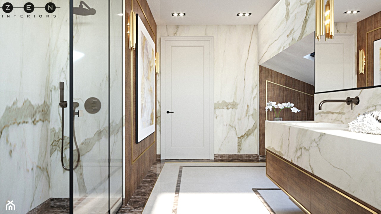 ZEN | Elegancki dom - Średnia na poddaszu bez okna łazienka, styl nowoczesny - zdjęcie od ZEN Interiors - Homebook