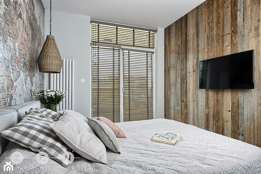 MIESZKANIE NA WILANOWIE - Mała szara sypialnia, styl rustykalny - zdjęcie od ZEN Interiors