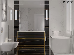 ZEN | DOM W RADZYMINIE - Mała z dwoma umywalkami łazienka, styl glamour - zdjęcie od ZEN Interiors