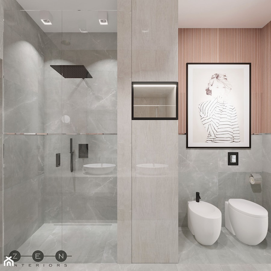 DOM / MAGDALENKA - Mała bez okna z punktowym oświetleniem łazienka, styl nowoczesny - zdjęcie od ZEN Interiors
