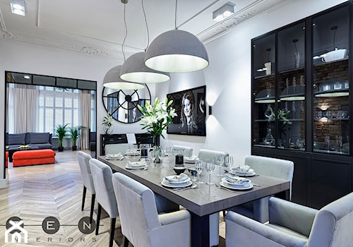 MIESZKANIE W PŁOCKU - Duża biała jadalnia jako osobne pomieszczenie, styl glamour - zdjęcie od ZEN Interiors