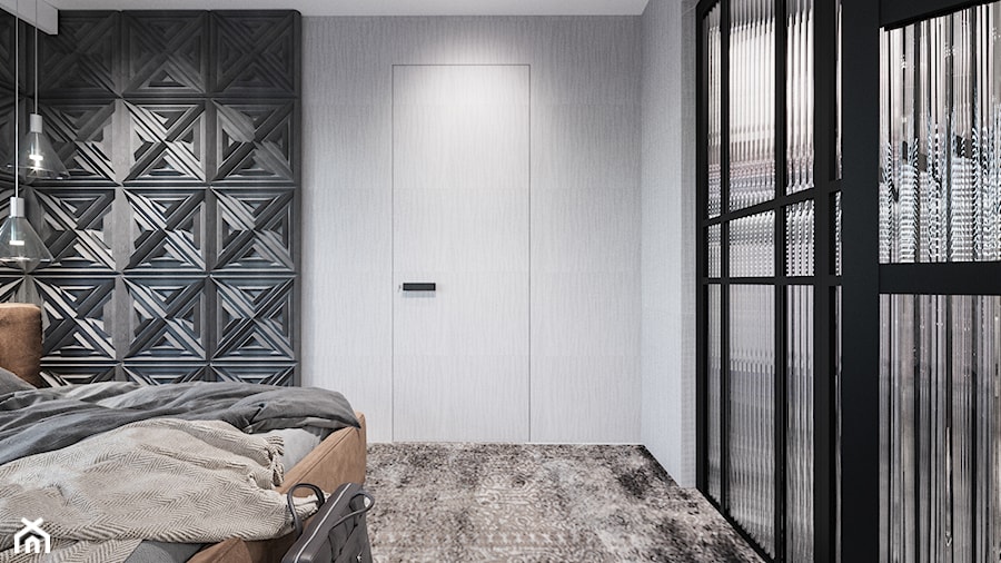 DOM / MSZCZONÓW - Średnia czarna szara z biurkiem sypialnia, styl nowoczesny - zdjęcie od ZEN Interiors
