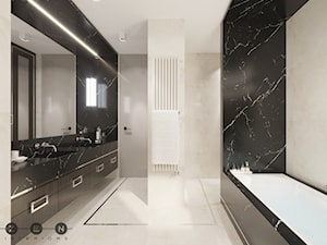 DOM / MAGDALENKA - Średnia bez okna z lustrem z dwoma umywalkami z marmurową podłogą z punktowym oświetleniem łazienka, styl tradycyjny - zdjęcie od ZEN Interiors
