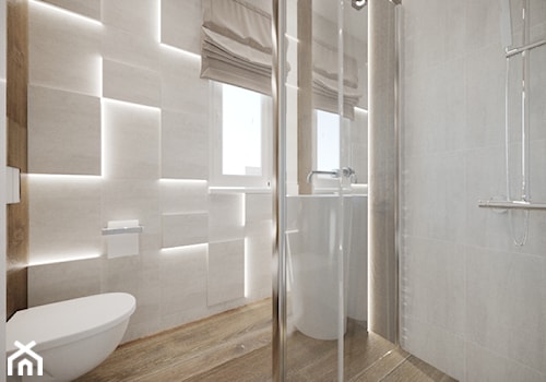DOM / RADZYMIN - Mała z lustrem z punktowym oświetleniem łazienka z oknem, styl nowoczesny - zdjęcie od ZEN Interiors