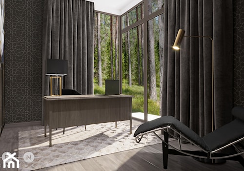 DOM / MAGDALENKA - Średnie w osobnym pomieszczeniu beżowe czarne biuro, styl glamour - zdjęcie od ZEN Interiors