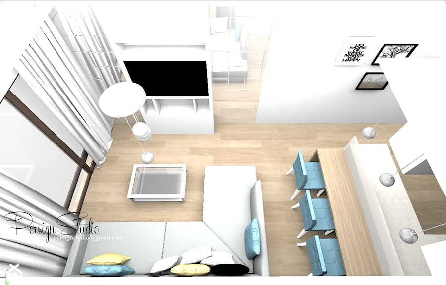 55m2 - mieszkanie w stylu nowoczesnym - salon - projekt - zdjęcie od PersignStudio - spersonalizowane projekty wnętrz