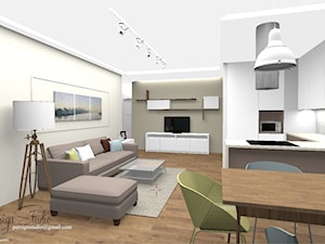 73m2 - apartament w ciepłej kolorystyce - salon - projekt - zdjęcie od PersignStudio - spersonalizowane projekty wnętrz