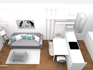 mieszkanie na wynajem w odcieniach bieli - salon - projekt - zdjęcie od PersignStudio - spersonalizowane projekty wnętrz