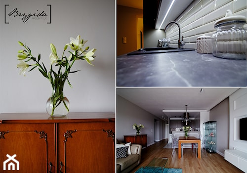 Mieszkanie z nutą klasyki - Średni biały szary salon z kuchnią z jadalnią, styl tradycyjny - zdjęcie od Brygida Projektuje