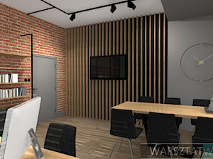 # 0002 - Średnie w osobnym pomieszczeniu czarne szare biuro, styl nowoczesny - zdjęcie od WARSZTAT WNĘTRZ