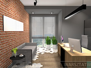 # 0002 - Średnie w osobnym pomieszczeniu z sofą szare biuro, styl nowoczesny - zdjęcie od WARSZTAT WNĘTRZ