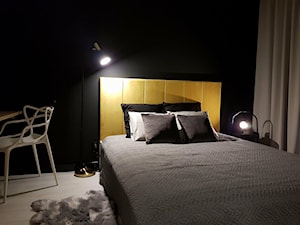 # 0006 - Średnia czarna z biurkiem sypialnia, styl nowoczesny - zdjęcie od WARSZTAT WNĘTRZ