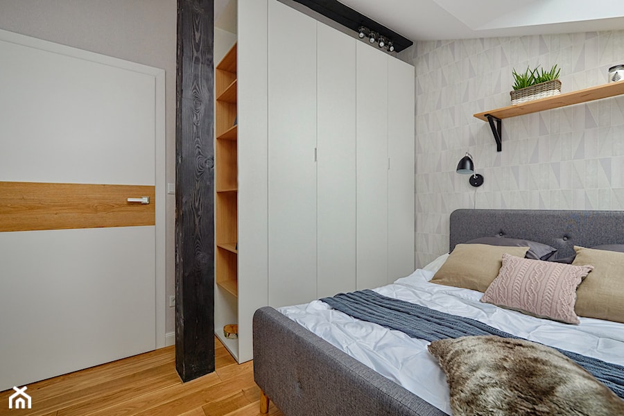 Skandynawia naszymi oczami - Mała szara sypialnia, styl skandynawski - zdjęcie od DreamHouse