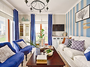 Apartament Błonia Hamptons - Mały niebieski szary salon - zdjęcie od DreamHouse