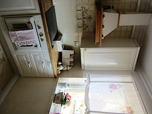 Magiczne 40m2 - Średnia beżowa biała z zabudowaną lodówką kuchnia jednorzędowa z oknem, styl prowansalski - zdjęcie od DreamHouse