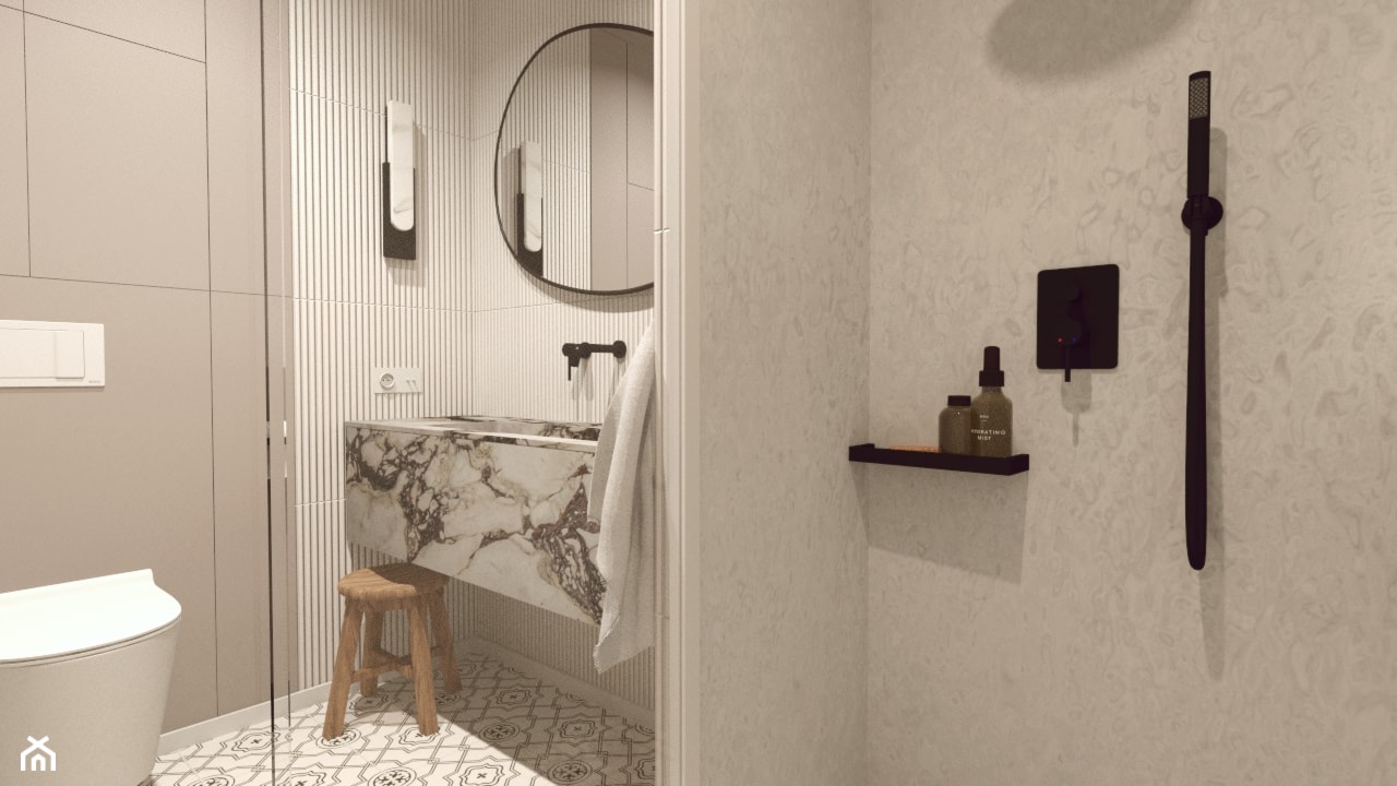 Mała łazienka z dużym prysznicem - zdjęcie od BE. design studio - Homebook