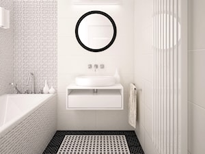 Projekt łazienki z biało-czarną mozaiką