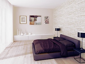 Projekt sypialni - Duża beżowa sypialnia, styl nowoczesny - zdjęcie od Moskou Architektura Wnętrz