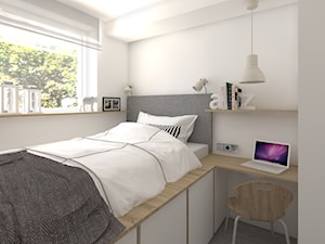 Mieszkanie na szaro - Mała biała z biurkiem sypialnia, styl nowoczesny - zdjęcie od CHATANOWA