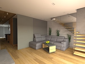 Dwupoziomowy apartament w Gdyni - Duży szary salon, styl industrialny - zdjęcie od CHATANOWA