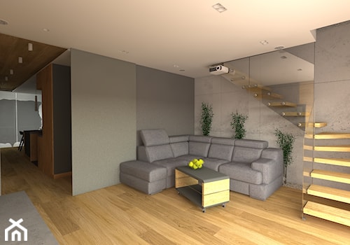 Dwupoziomowy apartament w Gdyni - Duży szary salon, styl industrialny - zdjęcie od CHATANOWA