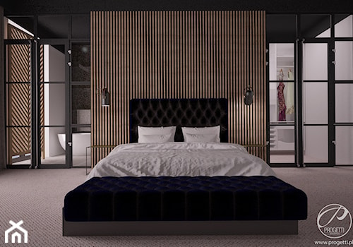 Apartament dwupoziomowy - Średnia czarna sypialnia, styl nowoczesny - zdjęcie od Progetti Architektura